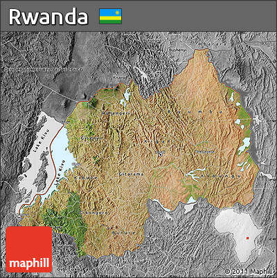 Satellite Map of Rwanda, desaturated