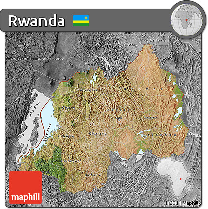 Satellite Map of Rwanda, desaturated
