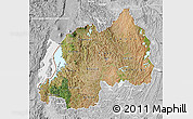 Satellite Map of Rwanda, lighten, desaturated, land only
