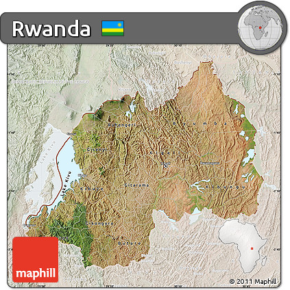 Satellite Map of Rwanda, lighten, land only