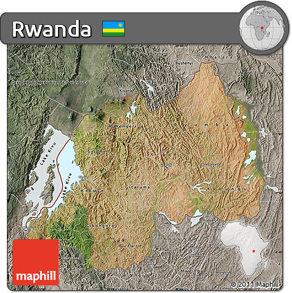 Satellite Map of Rwanda, semi-desaturated