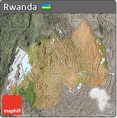Satellite Map of Rwanda, semi-desaturated