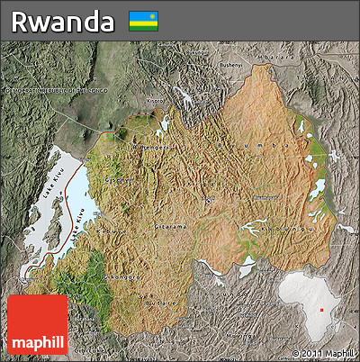 Satellite Map of Rwanda, semi-desaturated