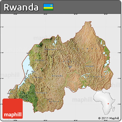 Satellite Map of Rwanda, single color outside