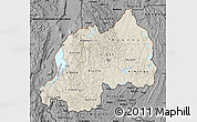 Shaded Relief Map of Rwanda, darken, desaturated