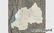 Shaded Relief Map of Rwanda, darken