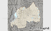 Shaded Relief Map of Rwanda, darken, semi-desaturated