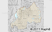 Shaded Relief Map of Rwanda, desaturated