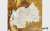 Shaded Relief Map of Rwanda, physical outside