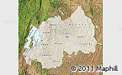 Shaded Relief Map of Rwanda, satellite outside, shaded relief sea