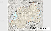 Shaded Relief Map of Rwanda, semi-desaturated