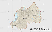 Shaded Relief Map of Rwanda, single color outside