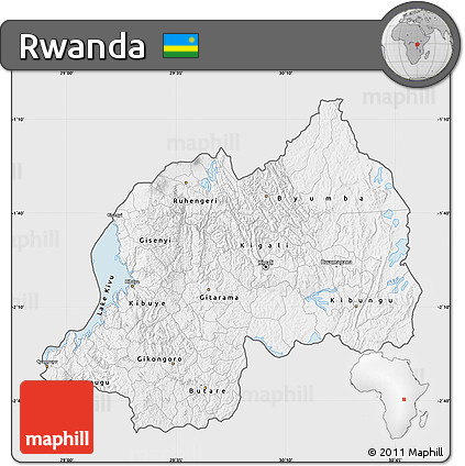 Silver Style Map of Rwanda, single color outside