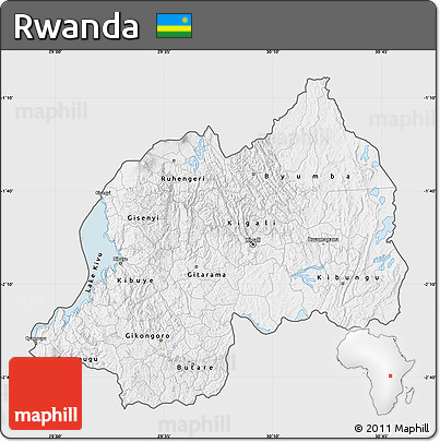 Silver Style Map of Rwanda, single color outside