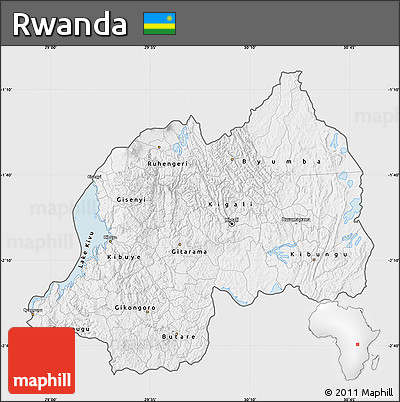 Silver Style Map of Rwanda, single color outside