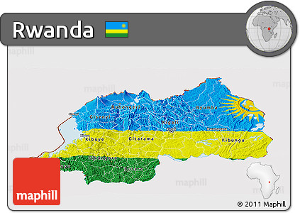 Flag Panoramic Map of Rwanda, flag centered