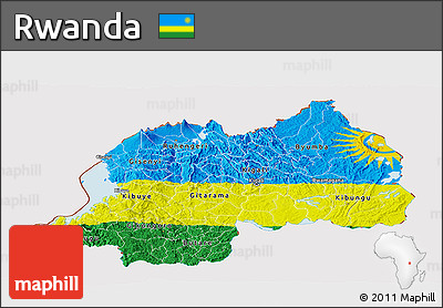 Flag Panoramic Map of Rwanda, flag centered