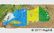 Flag Panoramic Map of Rwanda, satellite outside, bathymetry sea, flag rotated