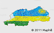 Flag Panoramic Map of Rwanda, single color outside, bathymetry sea