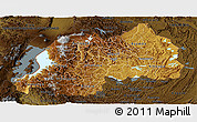 Physical Panoramic Map of Rwanda, darken, land only