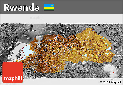 Physical Panoramic Map of Rwanda, desaturated, land only
