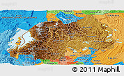 Physical Panoramic Map of Rwanda, political outside