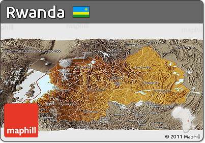 Physical Panoramic Map of Rwanda, semi-desaturated, land only