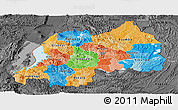 Political Panoramic Map of Rwanda, darken, desaturated, land only