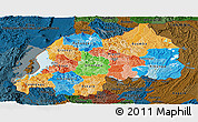 Political Panoramic Map of Rwanda, darken