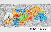 Political Panoramic Map of Rwanda, lighten, desaturated, land only