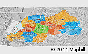 Political Panoramic Map of Rwanda, lighten, desaturated