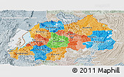 Political Panoramic Map of Rwanda, lighten, semi-desaturated, land only