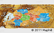 Political Panoramic Map of Rwanda, physical outside