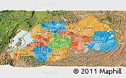 Political Panoramic Map of Rwanda, satellite outside, bathymetry sea