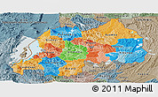 Political Panoramic Map of Rwanda, semi-desaturated, land only