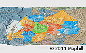 Political Panoramic Map of Rwanda, semi-desaturated