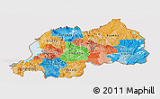 Political Panoramic Map of Rwanda, single color outside, shaded relief sea