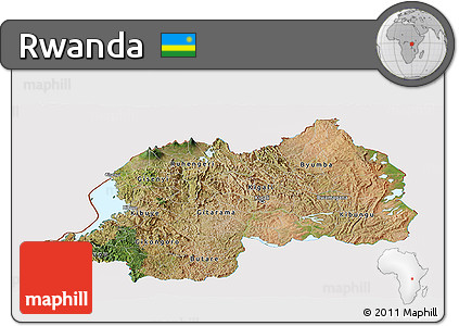 Satellite Panoramic Map of Rwanda, cropped outside