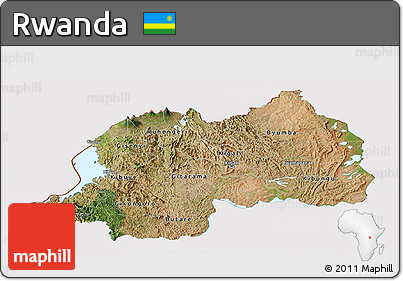 Satellite Panoramic Map of Rwanda, cropped outside
