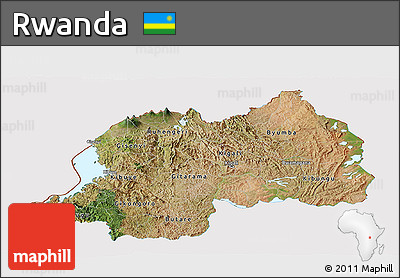 Satellite Panoramic Map of Rwanda, cropped outside