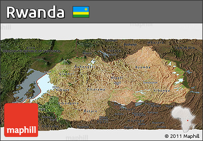 Satellite Panoramic Map of Rwanda, darken