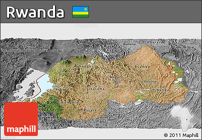 Satellite Panoramic Map of Rwanda, desaturated
