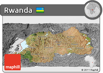 Satellite Panoramic Map of Rwanda, desaturated