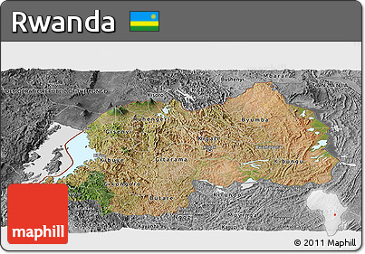 Satellite Panoramic Map of Rwanda, desaturated