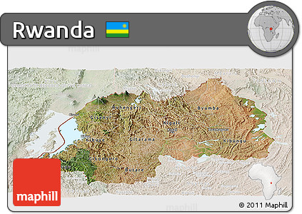 Satellite Panoramic Map of Rwanda, lighten