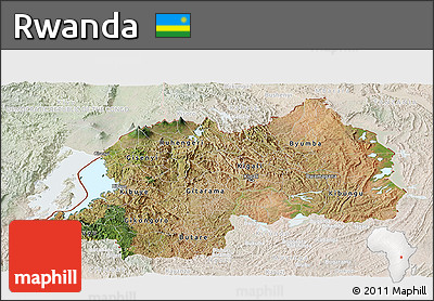 Satellite Panoramic Map of Rwanda, lighten