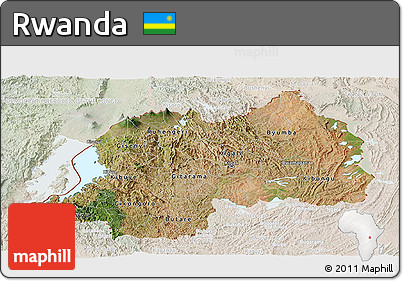 Satellite Panoramic Map of Rwanda, lighten