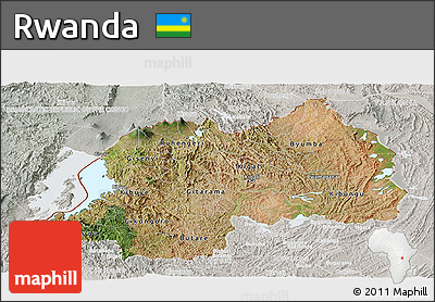 Satellite Panoramic Map of Rwanda, lighten, semi-desaturated, land only