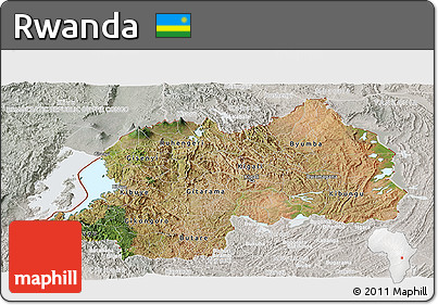 Satellite Panoramic Map of Rwanda, lighten, semi-desaturated, land only