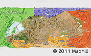 Satellite Panoramic Map of Rwanda, political shades outside